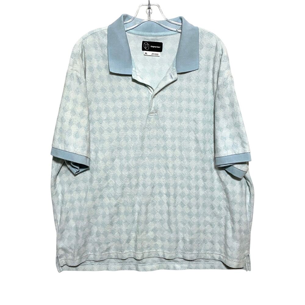 Original Use Diamond Weave Terry Cloth Polo Shirt Mens XL Casual Business Preppy